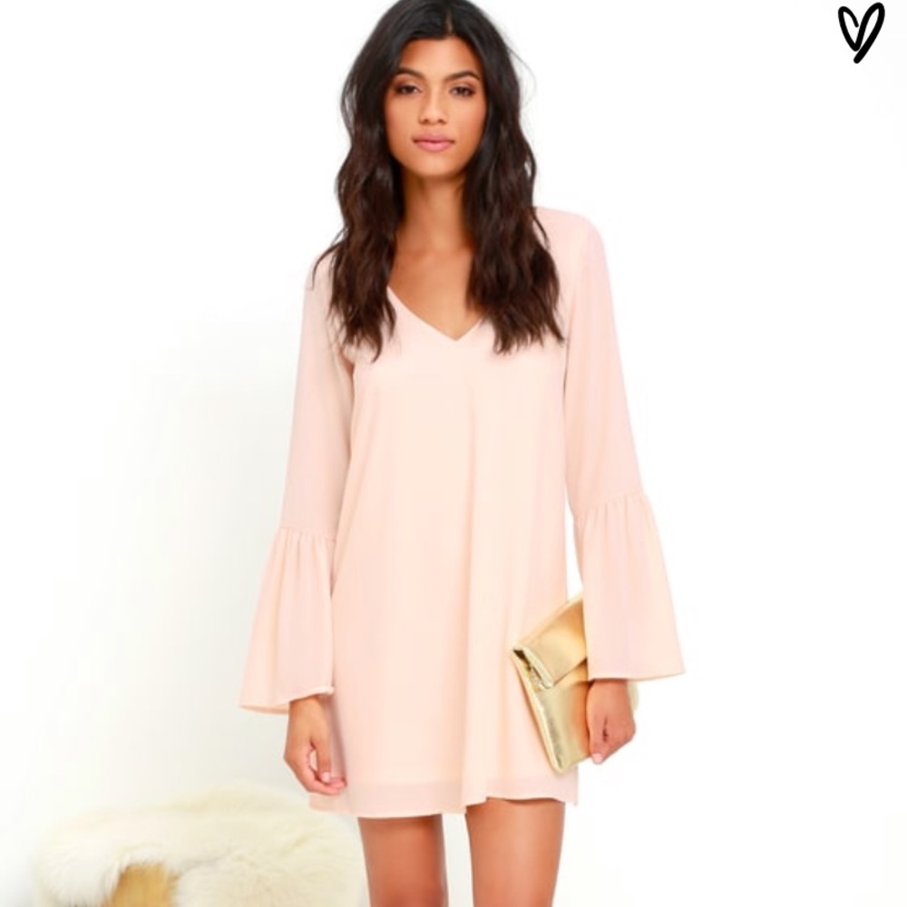 New Lulus Far Wanderings Peach Shift Dress